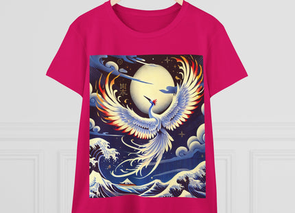Majestic White Crane Women's Midweight Cotton Tee