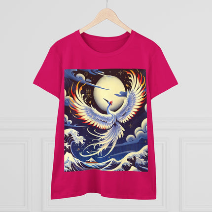 Majestic White Crane Cotton Tee