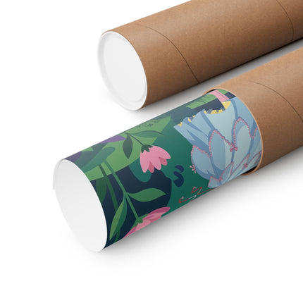 🌸🦋 The Lady Of The Enchanted Flower Forest Matte Vertical Poster – Art Deco Woodland Whimsy