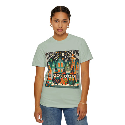 Night of the Trick-or-Treating Owlets Unisex Garment-Dyed T-shirt