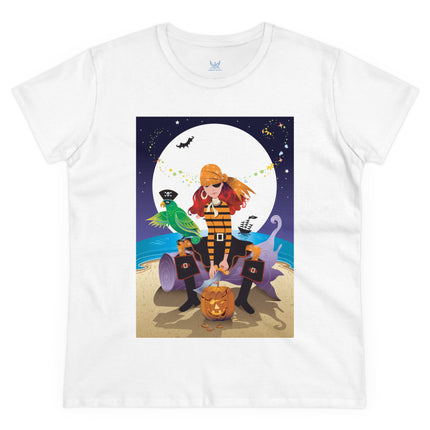 Moonlit Pirate Halloween Women's Midweight Cotton Tee