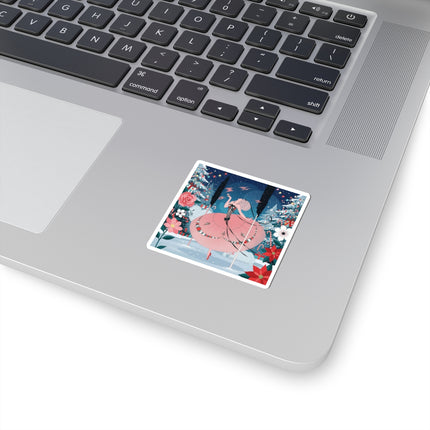 🎠❄️ The Christmas Carousel Dream Kiss-Cut Sticker – Art Deco Holiday Fantasy
