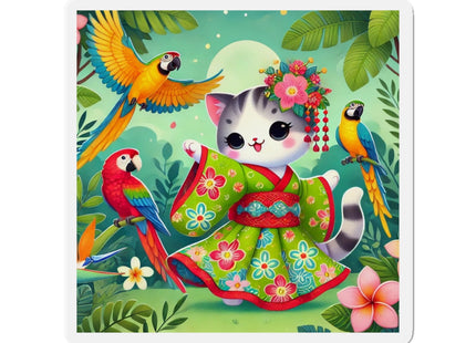 Parrot Dance of the Geisha Kitten Die-Cut Magnets (5 Sizes)