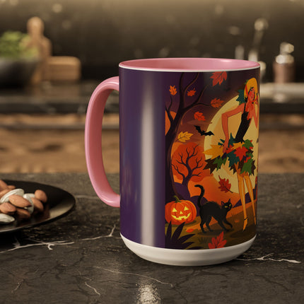 🌕🍂 Autumn Song Beneath The Harvest Moon Colorful Mug – Whimsical Halloween Charm