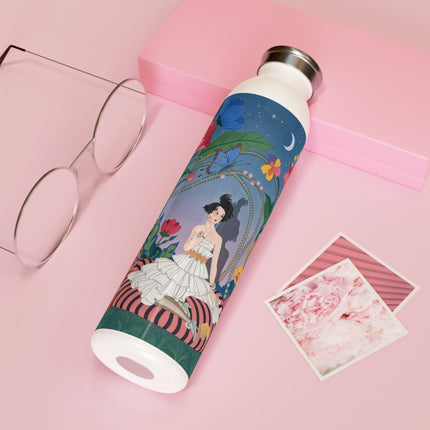 🪞🌸 The Lady In Her Curious Apartment Slim Water Bottle – Art Deco Fashion Whimsy