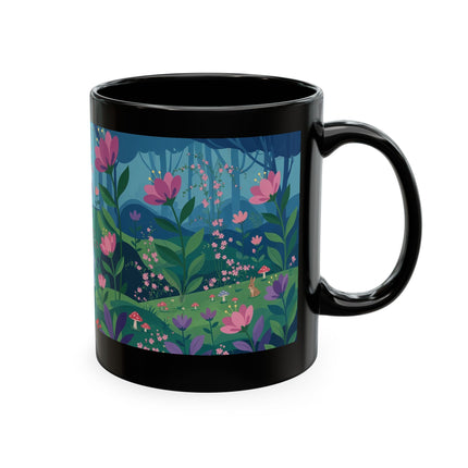 🌸☂️ The Lady Of The Enchanted Garden Stroll Ceramic Mug – Art Deco Floral Whimsy
