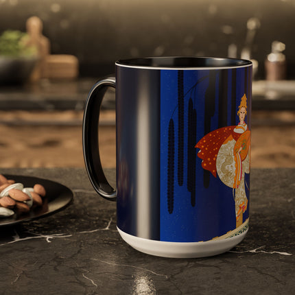 Celestial Melody Colorful Mug (11oz, 15oz) – Musical Grace, Starlit Beauty & Art Deco Elegance