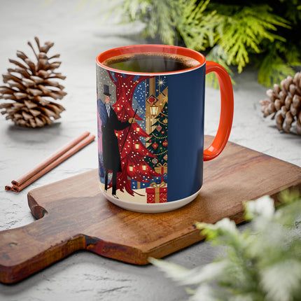 🎩🎄 Christmas Eve Promenade Colorful Mug – Art Deco Holiday Elegance