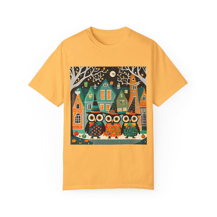 Night of the Trick-or-Treating Owlets Unisex Garment-Dyed T-shirt