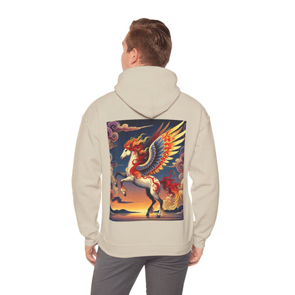 Flame-Winged Horse at Sunset – Heavy Blend™ Hooded Sweatshirt