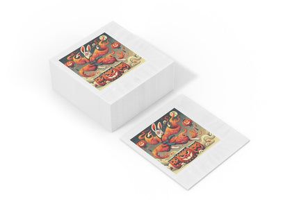 Jack-O’-Lantern Drums & The Kabuki Rabbit White Coined Napkins
