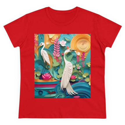 Elegant Egret Oasis Women's Midweight Cotton Tee