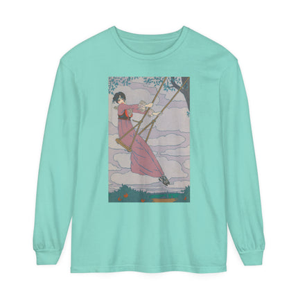 La balançoire by Georges Lepape Garment-dyed Long Sleeve T-Shirt