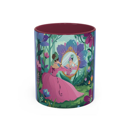 The Lady Of The Enchanted Mirror Colorful Mugs – Art Deco Botanical Elegance