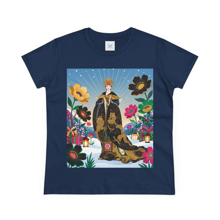🌸✨ The Golden Garden Empress Cotton Tee – Asian-Inspired Floral Fantasy