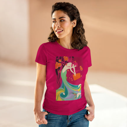 Mermaid Dive Women's Midweight Cotton Tee – Joyful Underwater Fantasy