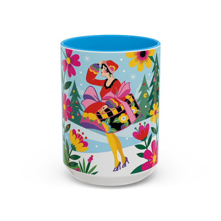 🌸🎄 Christmas In The Winter Garden Colorful Mug – Whimsical Holiday Fantasy