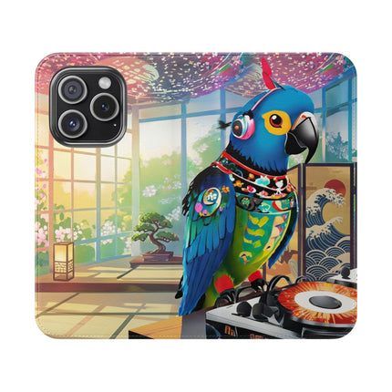 🎧🦜 Parrot DJ Flip Case – Neon Beats & Cyber Groove