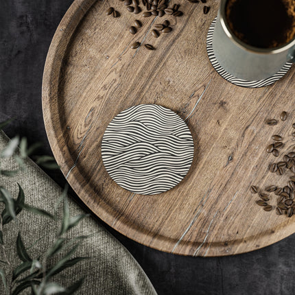Wave Pattern on White Coasters