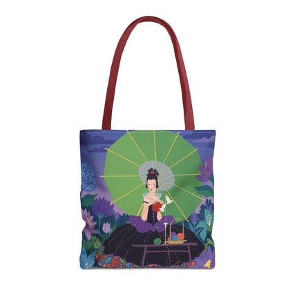 🧶🌸 The Lady Of The Enchanted Knitting Garden Tote Bag – Art Deco Floral Fantasy