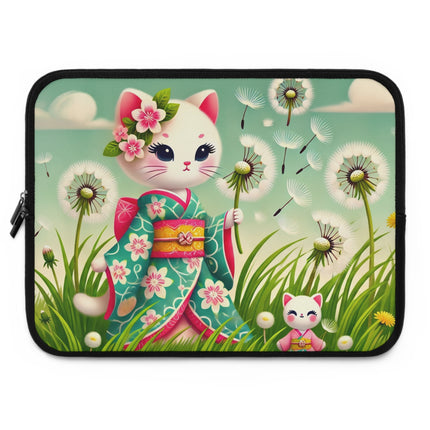 Geisha Kitten and the Dandelion Wish Laptop Sleeve