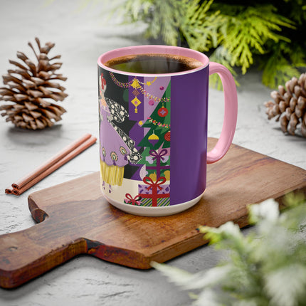 🎁✨ The Lavender Christmas Masquerade Colorful Mug – Art Deco Holiday Fantasy