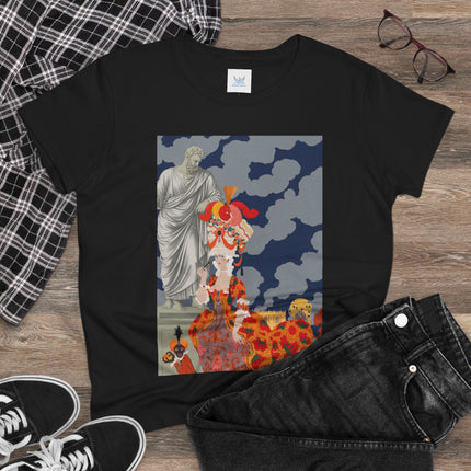 Rococo Grandeur Women's Midweight Cotton Tee – Opulent Elegance & Theatrical Charm