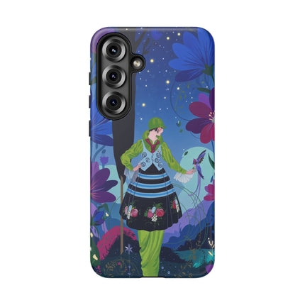 🌸🐦 The Lady Of The Midnight Bird Garden Phone Case – Art Deco Floral Fantasy