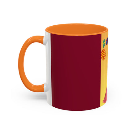 Elegant Holiday Woman with Gifts Colorful Mugs (11oz, 15oz)