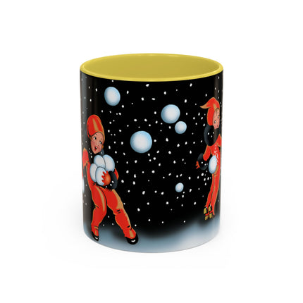 A Festive Snowball Toss Colorful Mugs (11oz, 15oz)