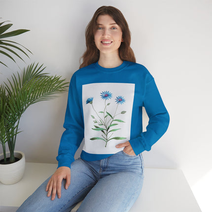 Blue Strawflower by Anselmus Boëtius de Boodt Heavy Blend™ Crewneck Sweatshirt