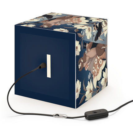 🌸✨ The Midnight Magnolia Masquerade Light Cube Lamp – Art Deco Nocturne