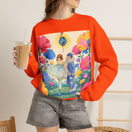 🌸🏮 The Lantern Garden Stroll Crewneck Sweatshirt – Art Deco Floral Whimsy
