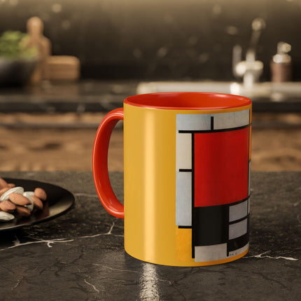 Composition with Red, Yellow, Blue, and Black by Piet Mondrian Colorful Mugs (11oz, 15oz)