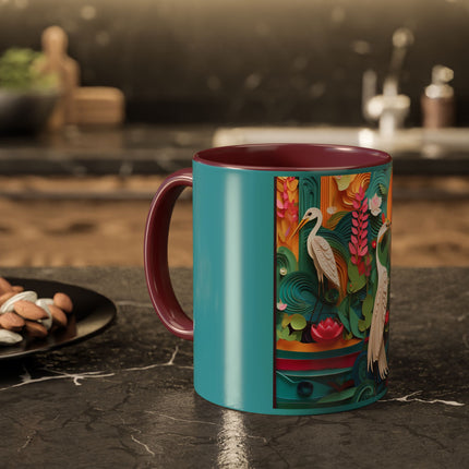 Elegant Egret Oasis Colorful Mugs (11oz, 15oz)