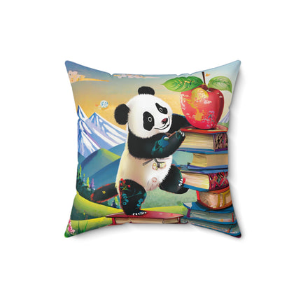 Cute Panda Spun Polyester Square Pillow