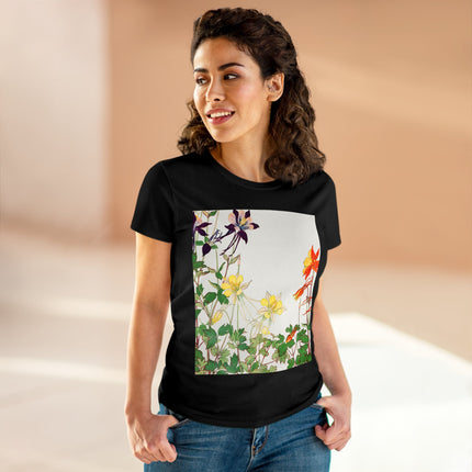 Aquilegia Flowers by Tanigami Kônan Women's Midweight Cotton Tee
