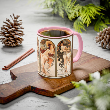 The Seasons by Alphonse Maria Mucha Colorful Mugs (11oz, 15oz)