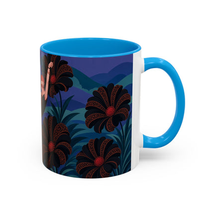 🖤🌺 The Midnight Floral Acrobat Colorful Mug – Art Deco Fashion Whimsy