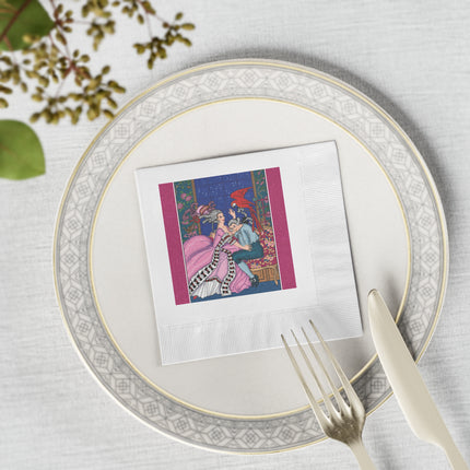 The Jealous Parrot by George Barbier White Coined Napkins