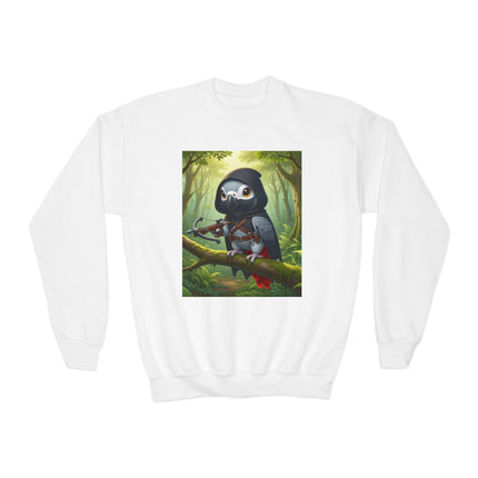 The African Grey Sentinel Youth Crewneck Sweatshirt – Wisdom, Courage & Woodland Adventure