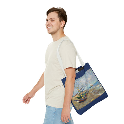 Fishing Boats on the Beach at Saintes-Maries by Vincent Van Gogh Tote Bag (AOP)