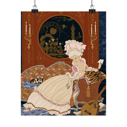 💌🐕 The Lady Of The Secret Letter Matte Vertical Poster – Art Deco Salon Elegance