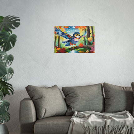 Baby Hawk Plays in Forest Fine Art Posters
