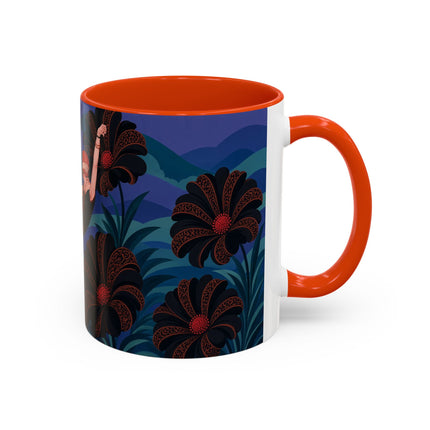 🖤🌺 The Midnight Floral Acrobat Colorful Mug – Art Deco Fashion Whimsy