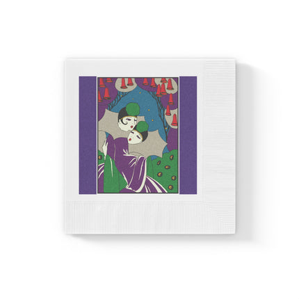 Two Pierrots White Coined Napkins