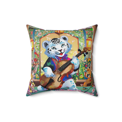 Melodies of the Snow Lion Cub Spun Polyester Square Pillow