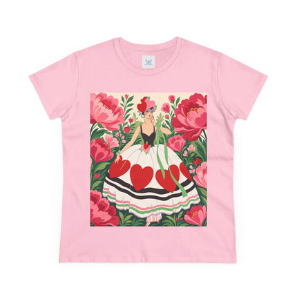 ❤️🌸 The Heart Garden Cotton Tee – Art Deco Floral Romance