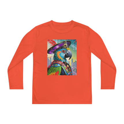 Tech Plumes Youth Long Sleeve Competitor Tee – Neon Wings & Cyberpunk Adventure