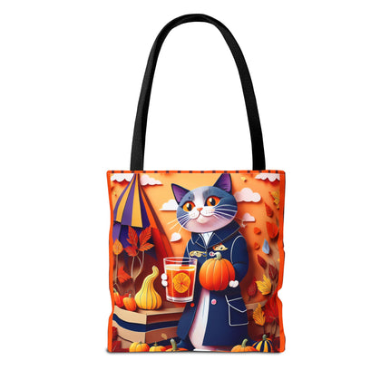 British Shorthair at an Autumn Market Tote Bag (AOP)